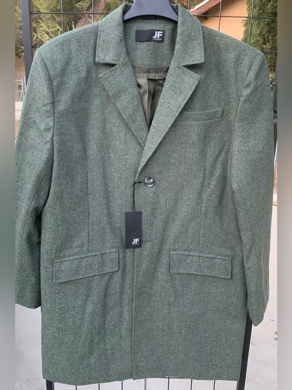 NWT JF J.Ferrar Green Single-Breasted Trench Coat